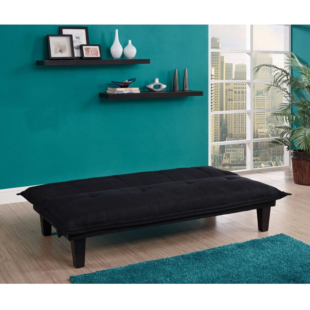 Black Microfiber Click-Clack Sleeper Sofa Bed Futon Lounger - Deals Kiosk