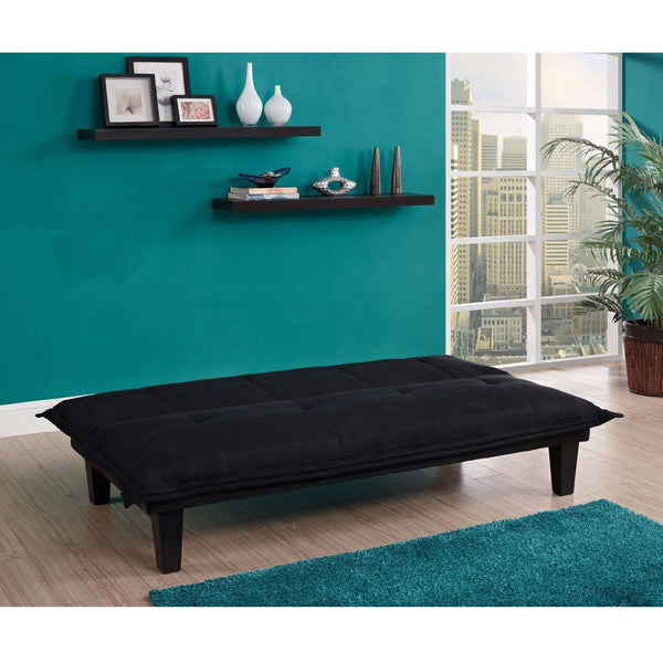 Black Microfiber Click-Clack Sleeper Sofa Bed Futon Lounger - Deals Kiosk