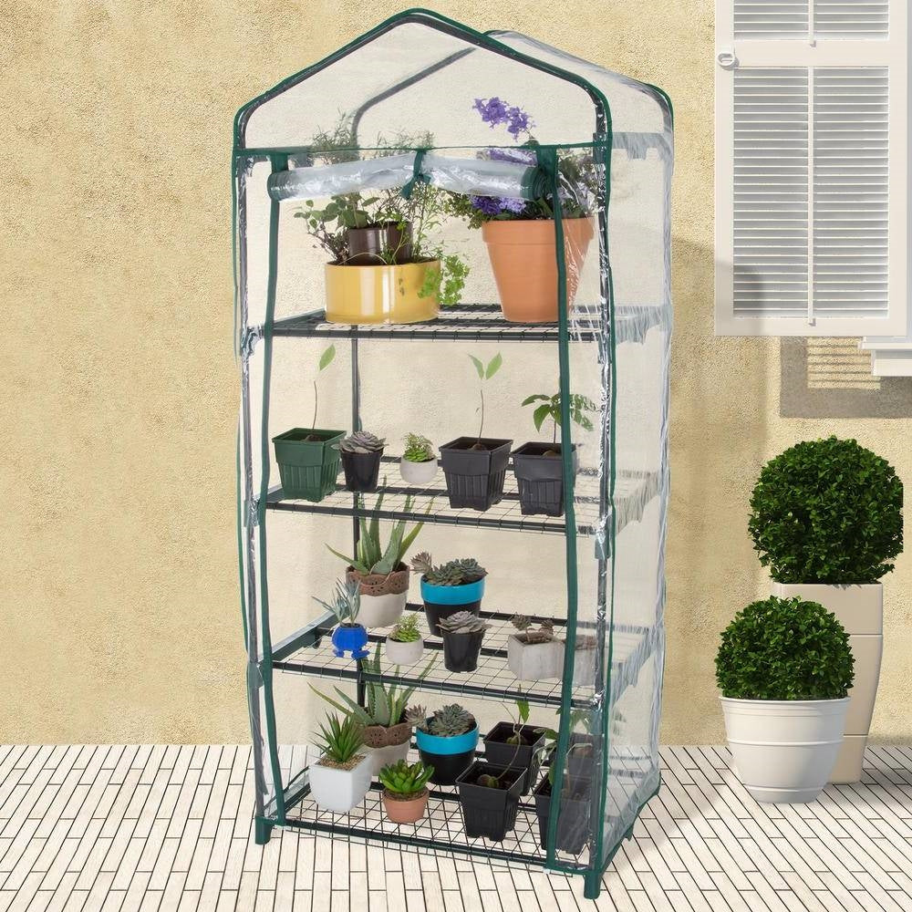 Durable 4-Tier Plant Stand Greenhouse with Zippered PVC Cover - Deals Kiosk