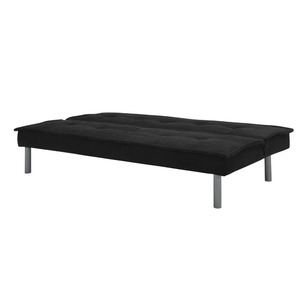 Black Microfiber Upholstered Futon Sofa Bed with Metal Legs - Deals Kiosk