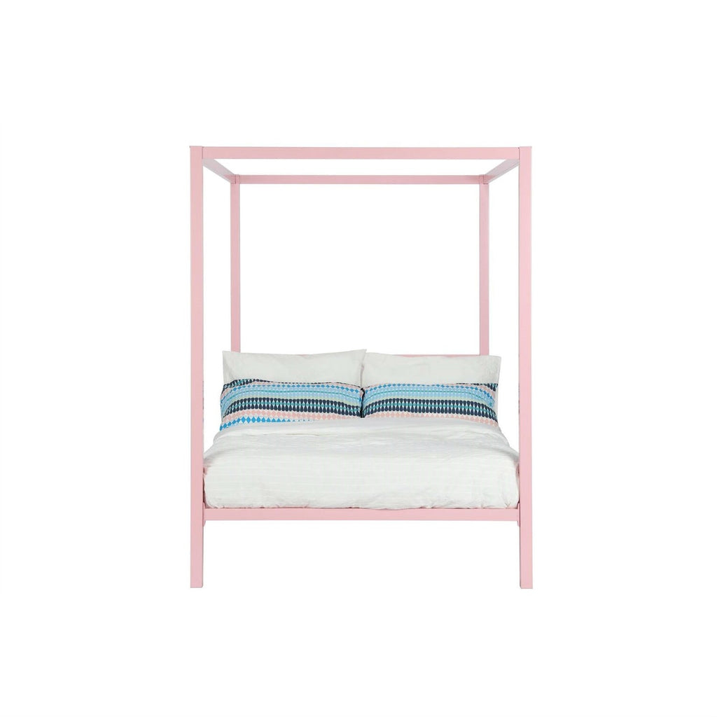 Full size Modern Pink Metal Canopy Bed - Deals Kiosk