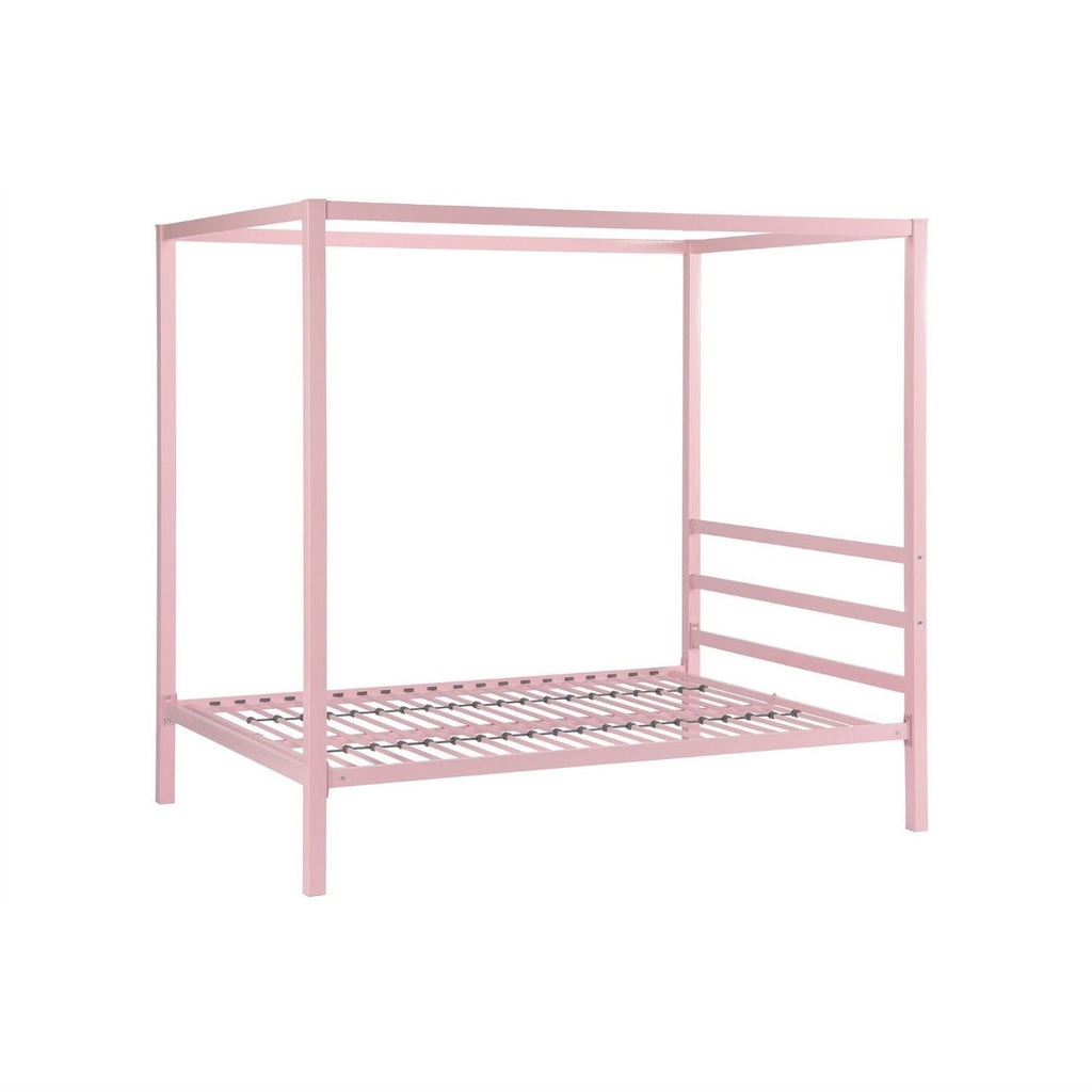 Full size Modern Pink Metal Canopy Bed - Deals Kiosk