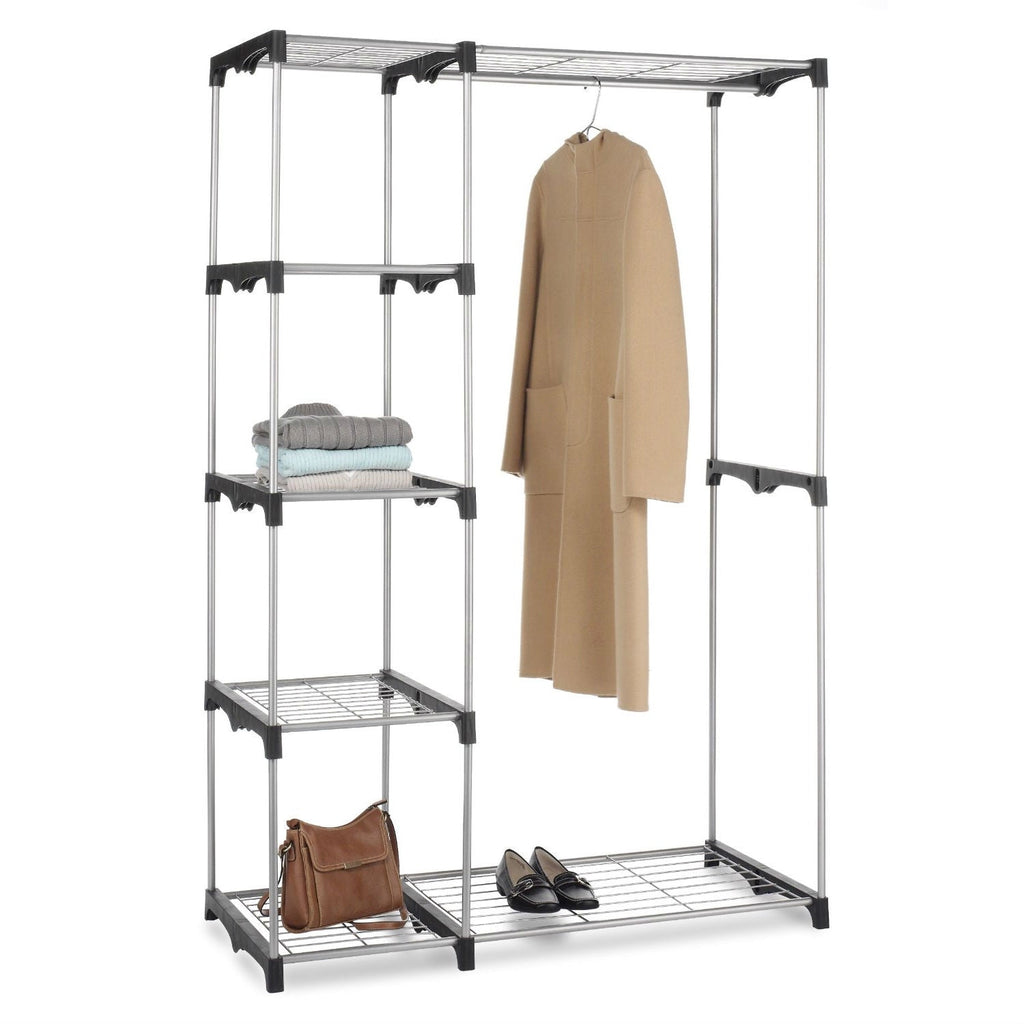 Freestanding Closet Organizer Garment Rack Storage Unit with Hanging Rods - Deals Kiosk