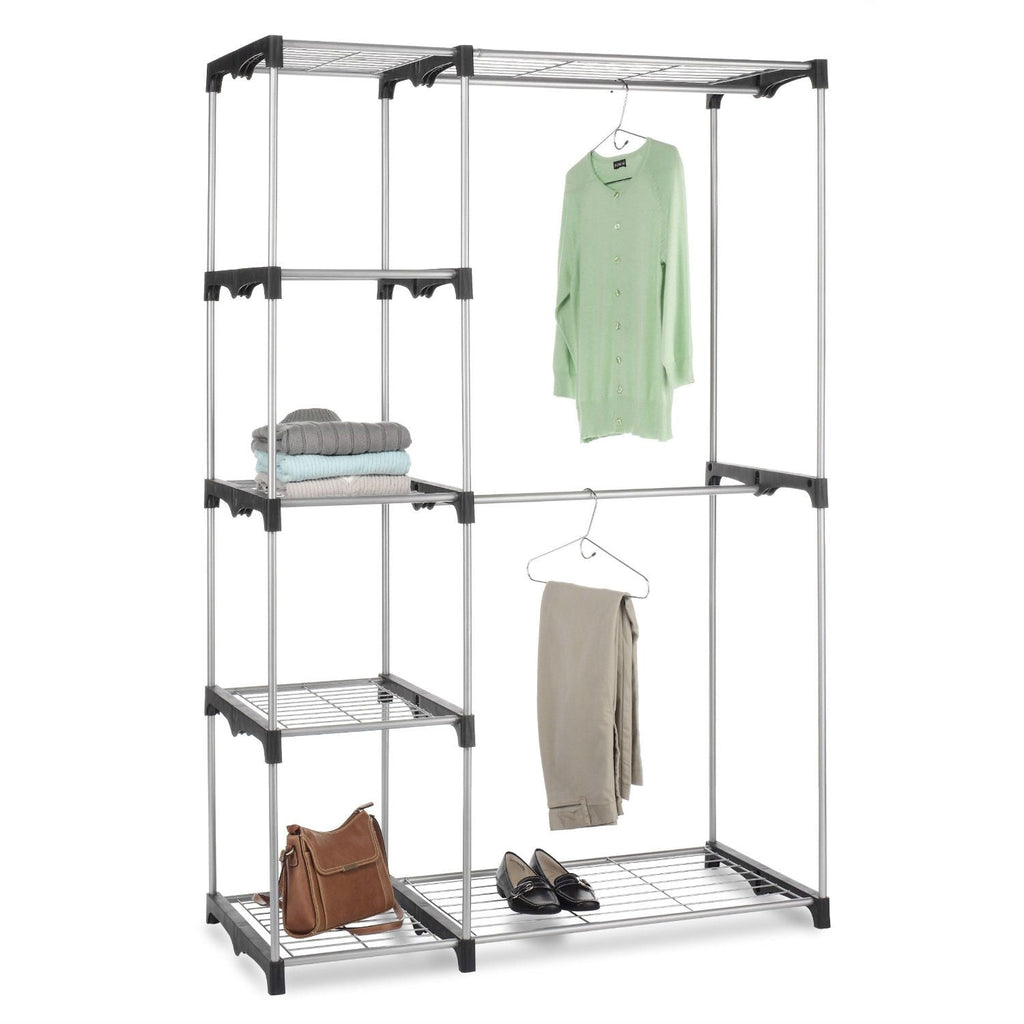 Freestanding Closet Organizer Garment Rack Storage Unit with Hanging Rods - Deals Kiosk