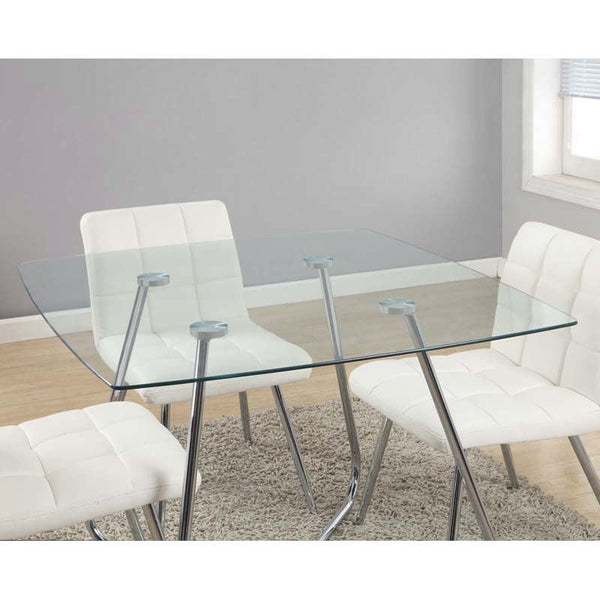 Modern Square Dining Table 40 x 40-inch with Tempered Glass Top - Deals Kiosk