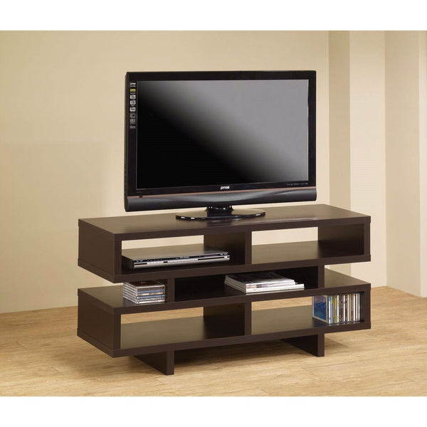 Modern TV Stand Entertainment Center in Dark Brown Cappuccino Wood Finish - Deals Kiosk