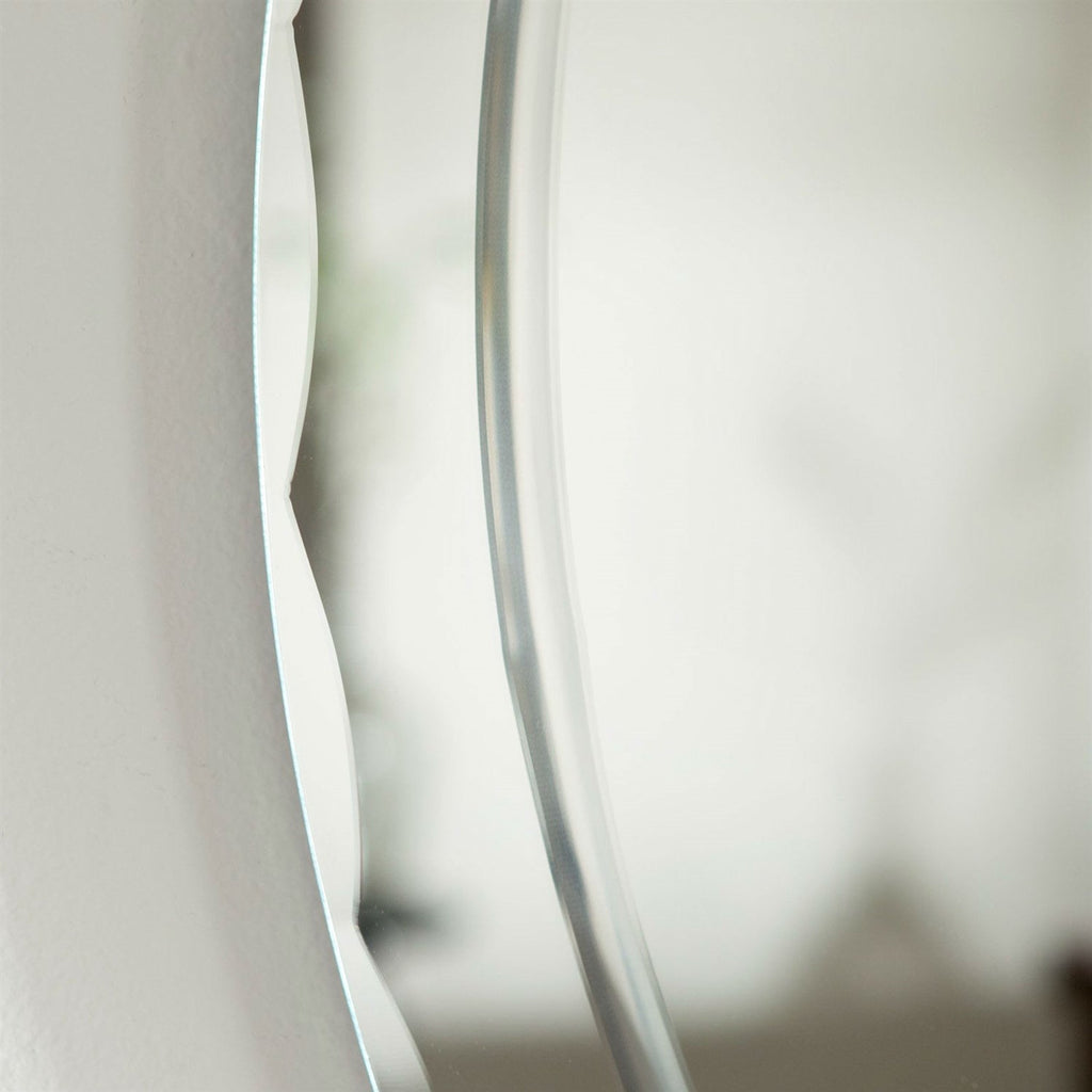 Oval Frameless Bathroom Vanity Wall Mirror with Beveled Edge Scallop Border - Deals Kiosk