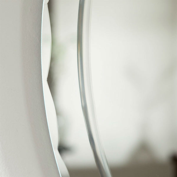 Oval Frameless Bathroom Vanity Wall Mirror with Beveled Edge Scallop Border - Deals Kiosk