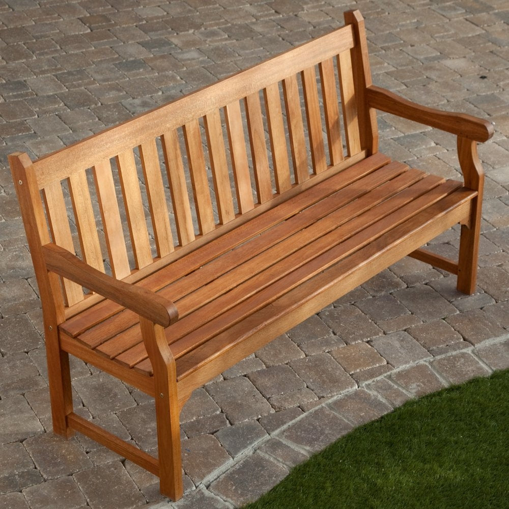 5-Ft Outdoor Wooden Garden Bench with Armrests - Deals Kiosk