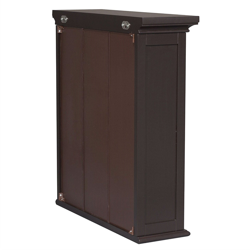 Dark Espresso 2-Door Bathroom Wall Cabinet with Open Shelf - Deals Kiosk