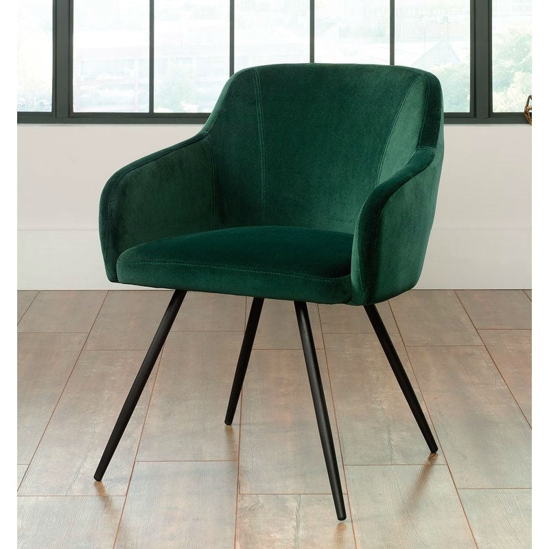 Emerald Green Upholstered Mid-Century Low Back Armchair Steel Legs - Deals Kiosk