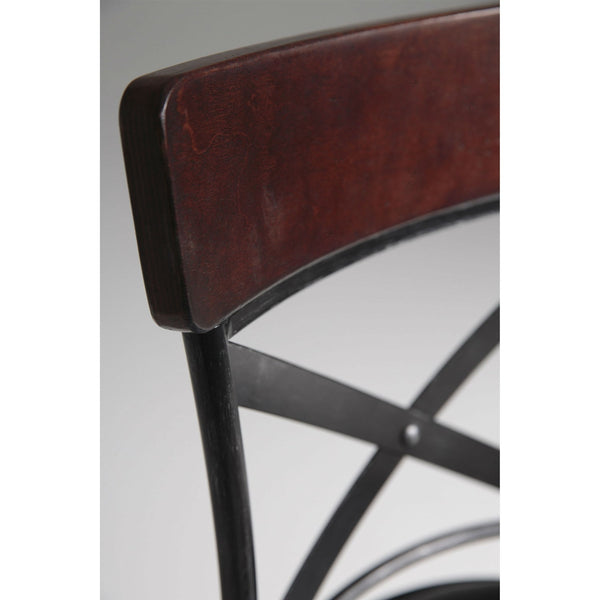 Black and Cherry 30-inch Metal and Wood Bar Stool with Swivel Seat - Deals Kiosk
