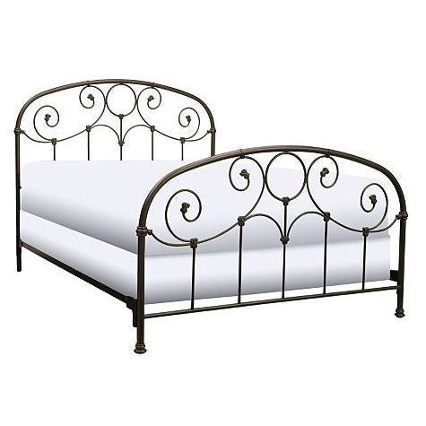 Full size Metal Bed with Softly Rounded Shoulders in Rusty Gold Finish - Deals Kiosk