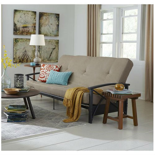 Full size 6-inch Thick Futon Mattress with Beige Tan Cover - Deals Kiosk