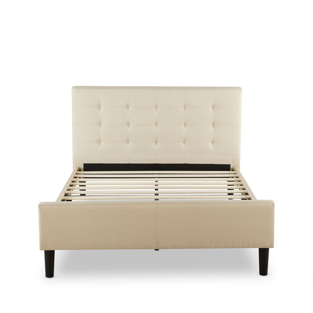 Full size Taupe Upholstered Bed with Button Tufted Headboard & Footboard - Deals Kiosk
