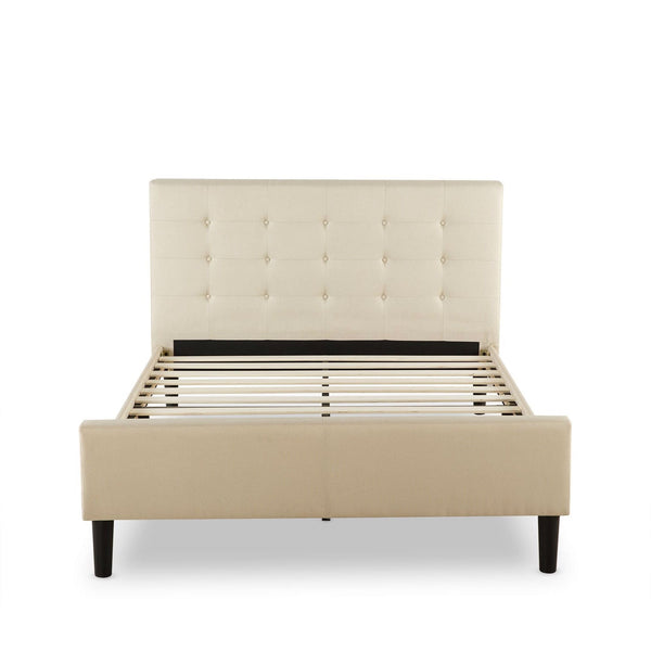 Full size Taupe Upholstered Bed with Button Tufted Headboard & Footboard - Deals Kiosk