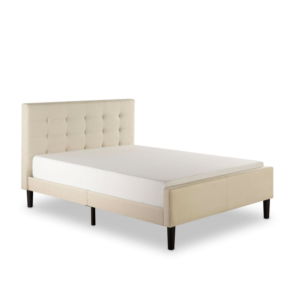 Full size Taupe Upholstered Bed with Button Tufted Headboard & Footboard - Deals Kiosk