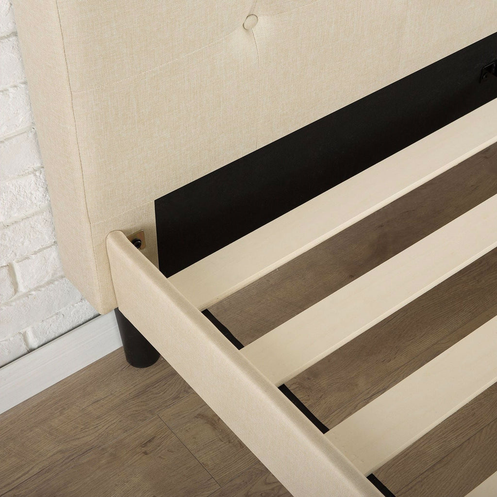 Full size Taupe Upholstered Bed with Button Tufted Headboard & Footboard - Deals Kiosk