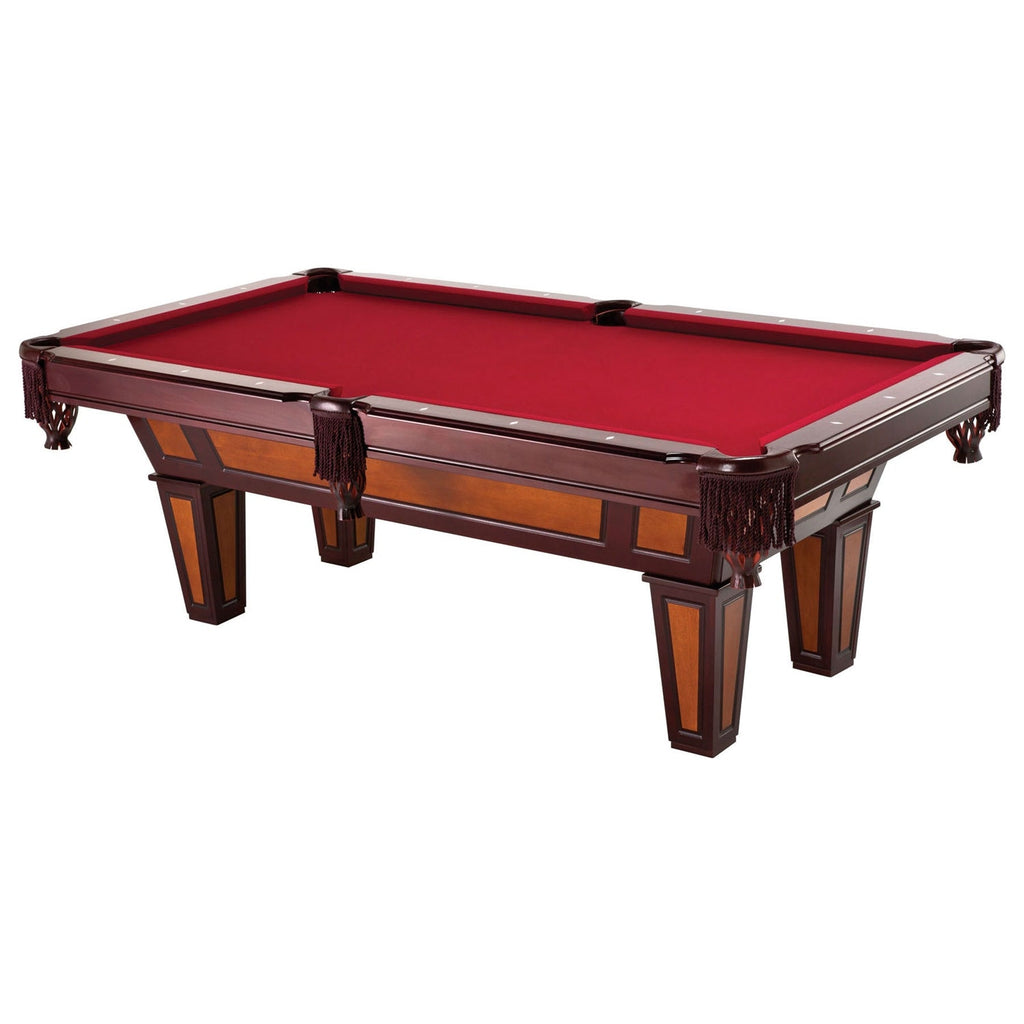 7 Ft Pool Table with Red Burgundy Wool Top and Fringe Drop Pockets - Deals Kiosk