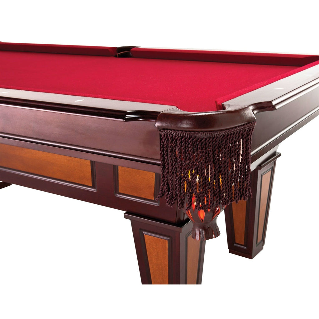 7 Ft Pool Table with Red Burgundy Wool Top and Fringe Drop Pockets - Deals Kiosk