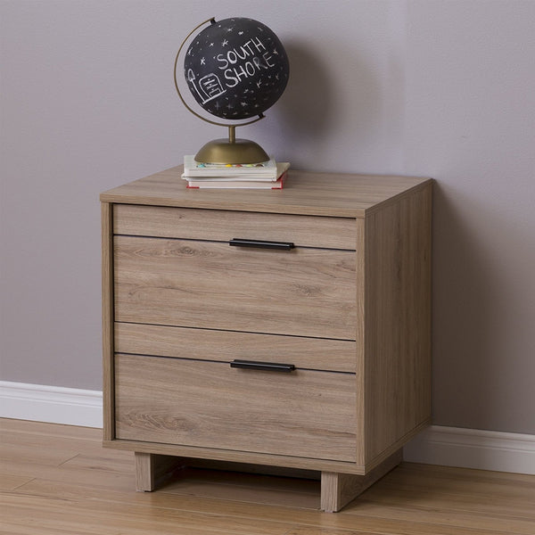 Modern 2-Drawer End Table Nightstand in Light Oak Wood Finish - Deals Kiosk
