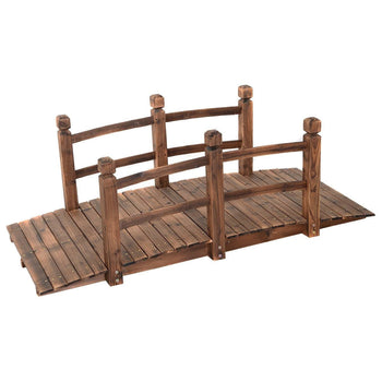 5-Ft Outdoor Fir Wood Garden Bridge with Side Rails in Brown Finish - Deals Kiosk