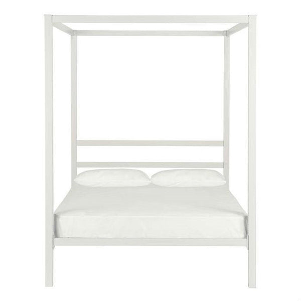 Full size Modern White Metal Canopy Bed Frame