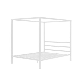 Full size Modern White Metal Canopy Bed Frame - Deals Kiosk