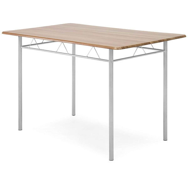 5-Piece Wooden Kitchen Table Dining Set with Metal Legs, 4 Chairs, Brown/Silver - Deals Kiosk