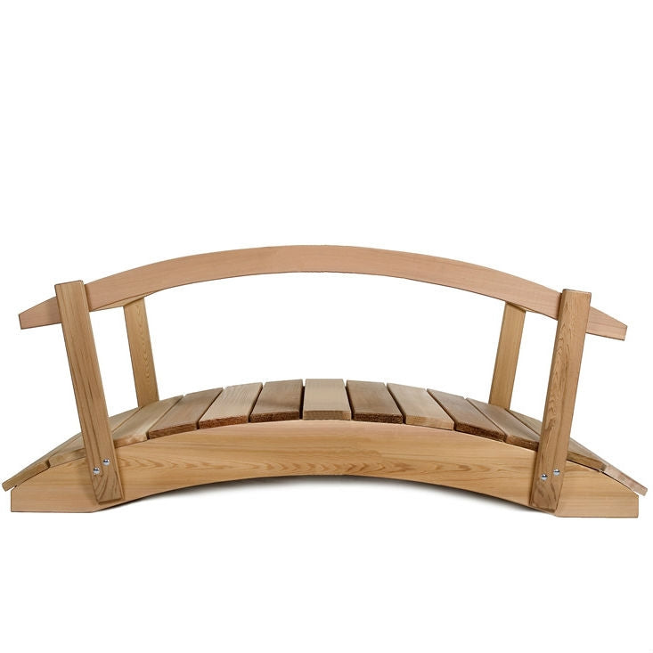 4-Ft Cedar Wood Garden Bridge with Rails in Natural Unstained Finish