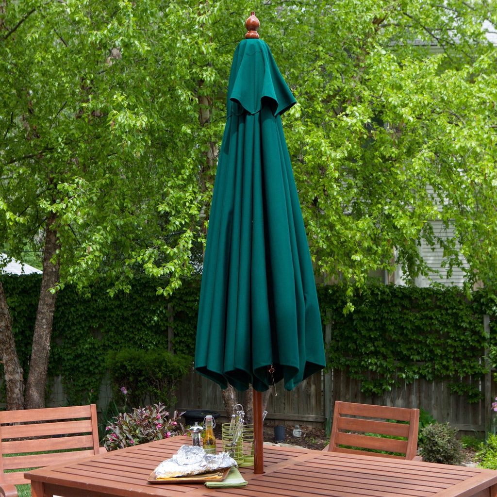 Commercial-Grade 9-Ft Patio Umbrella with Forest Green Sunbrella Canopy - Deals Kiosk