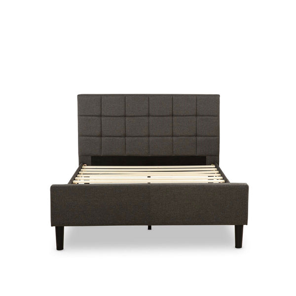 Full size Dark Grey Upholstered Platform Bed with Headboard and Footboard - Deals Kiosk