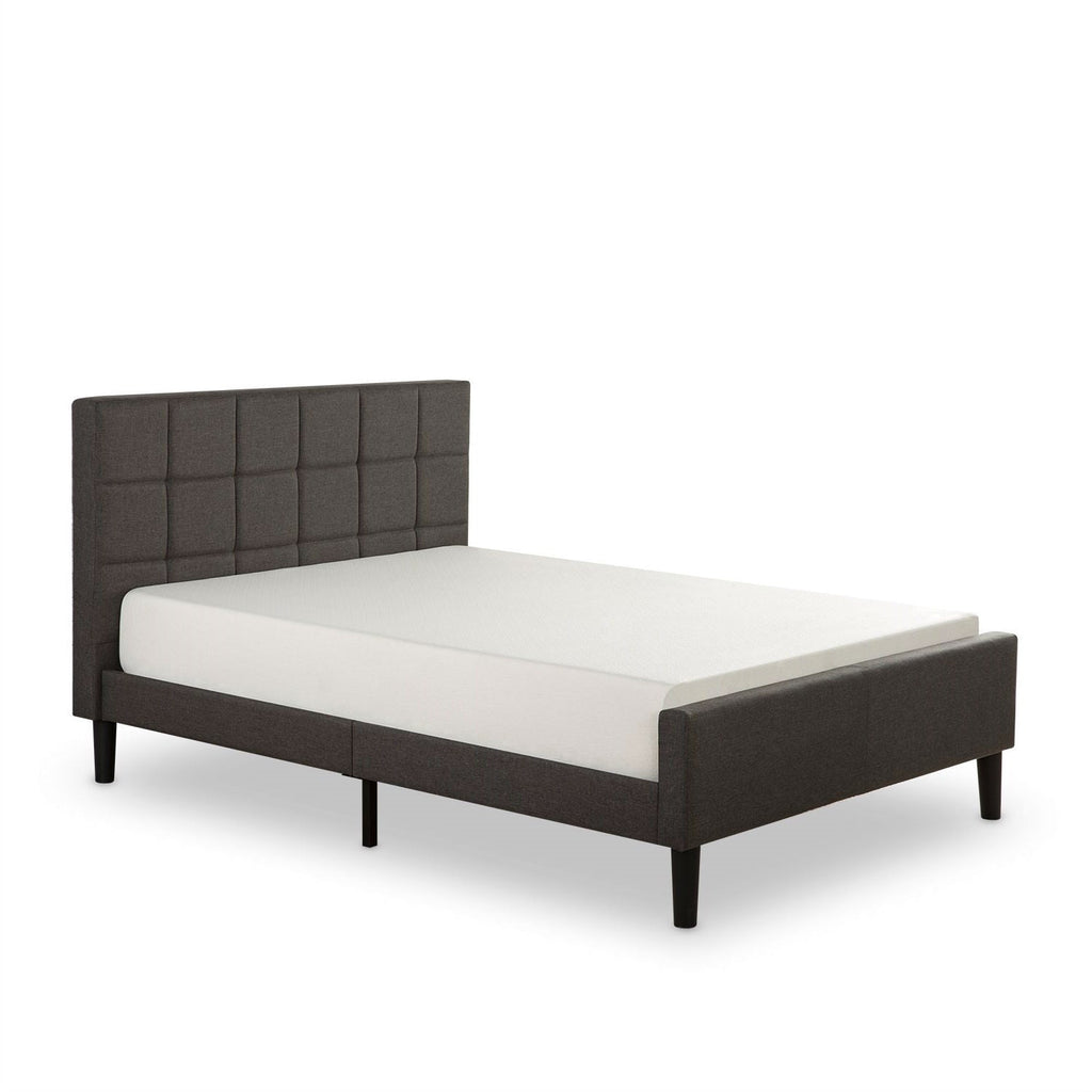 Full size Dark Grey Upholstered Platform Bed with Headboard and Footboard - Deals Kiosk