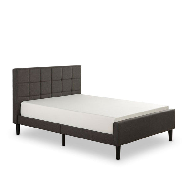 Full size Dark Grey Upholstered Platform Bed with Headboard and Footboard - Deals Kiosk