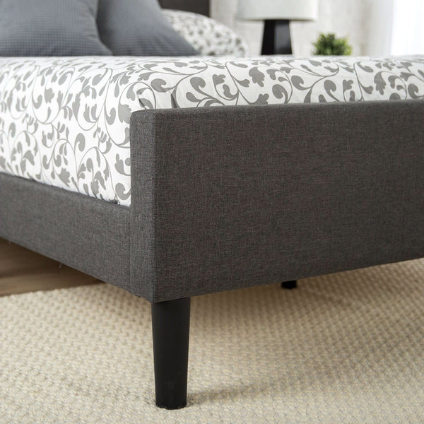 Full size Dark Grey Upholstered Platform Bed with Headboard and Footboard - Deals Kiosk