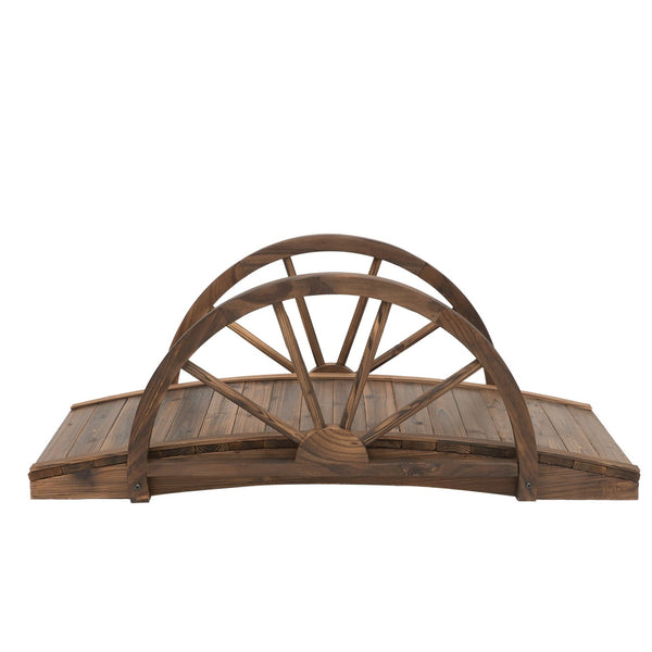FarmHome 3.3ft Fir Wood Half Wheeled Stained Garden Bridge - Deals Kiosk