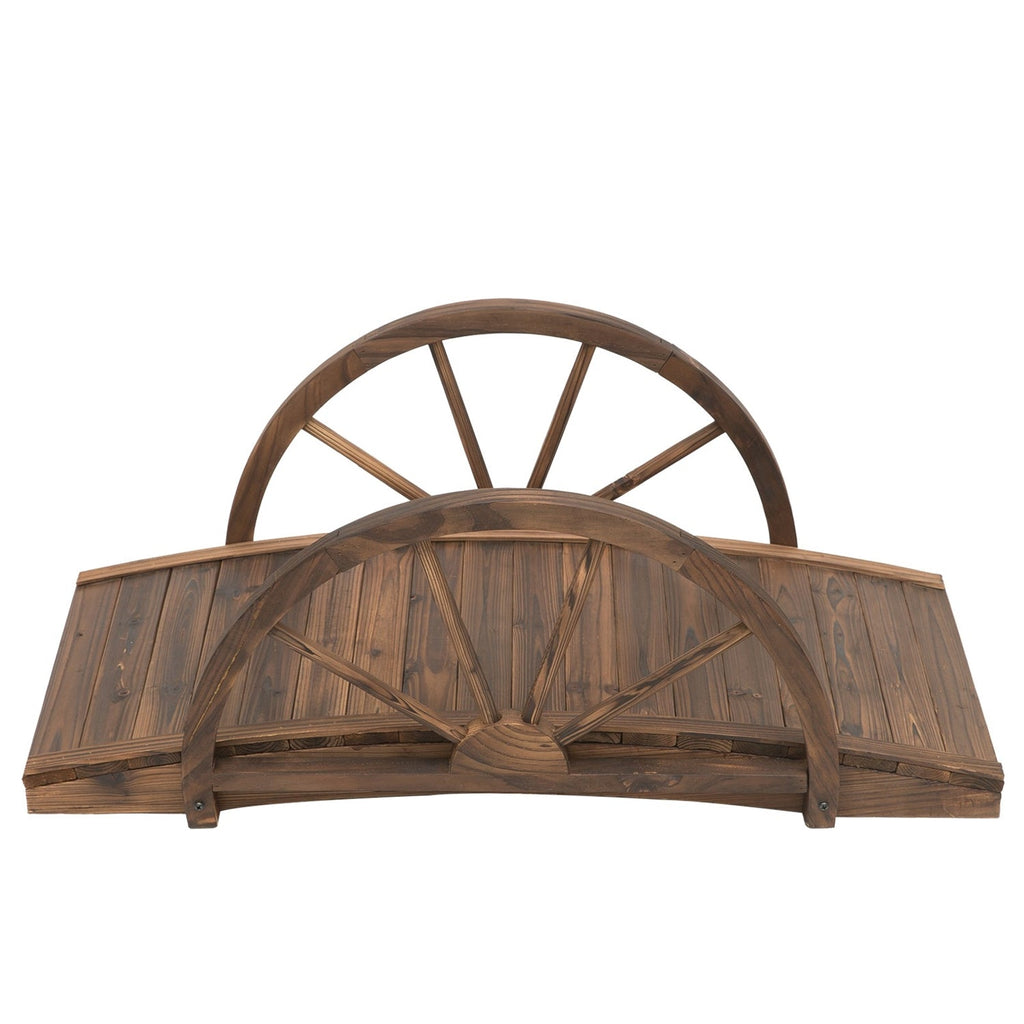 FarmHome 3.3ft Fir Wood Half Wheeled Stained Garden Bridge - Deals Kiosk