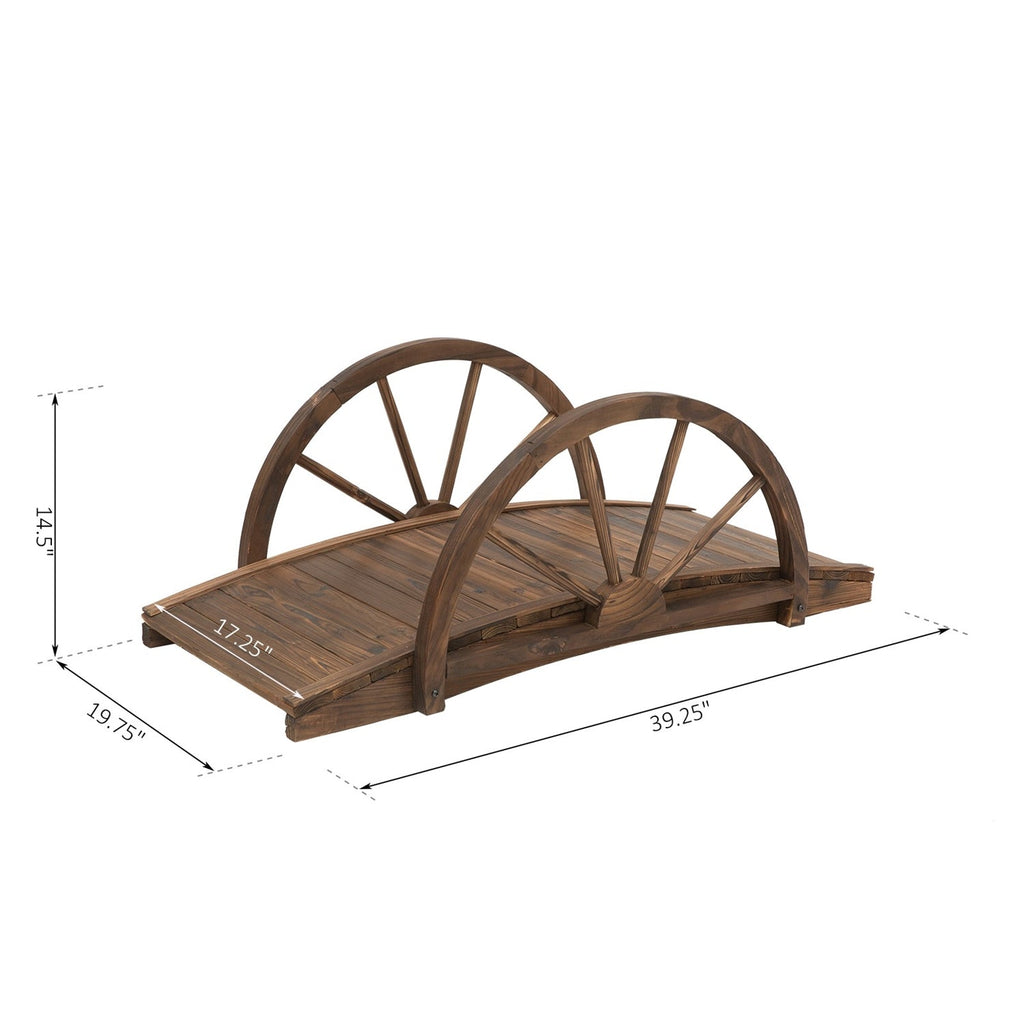 FarmHome 3.3ft Fir Wood Half Wheeled Stained Garden Bridge - Deals Kiosk