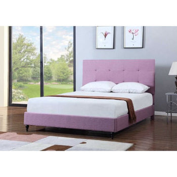 Full size Purple Linen Upholstered Platform Bed with Headboard - Deals Kiosk