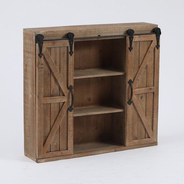 Farmhouse Sliding Bathroom Wall Mounted Cabinet 2-Doors & Shelves - Deals Kiosk