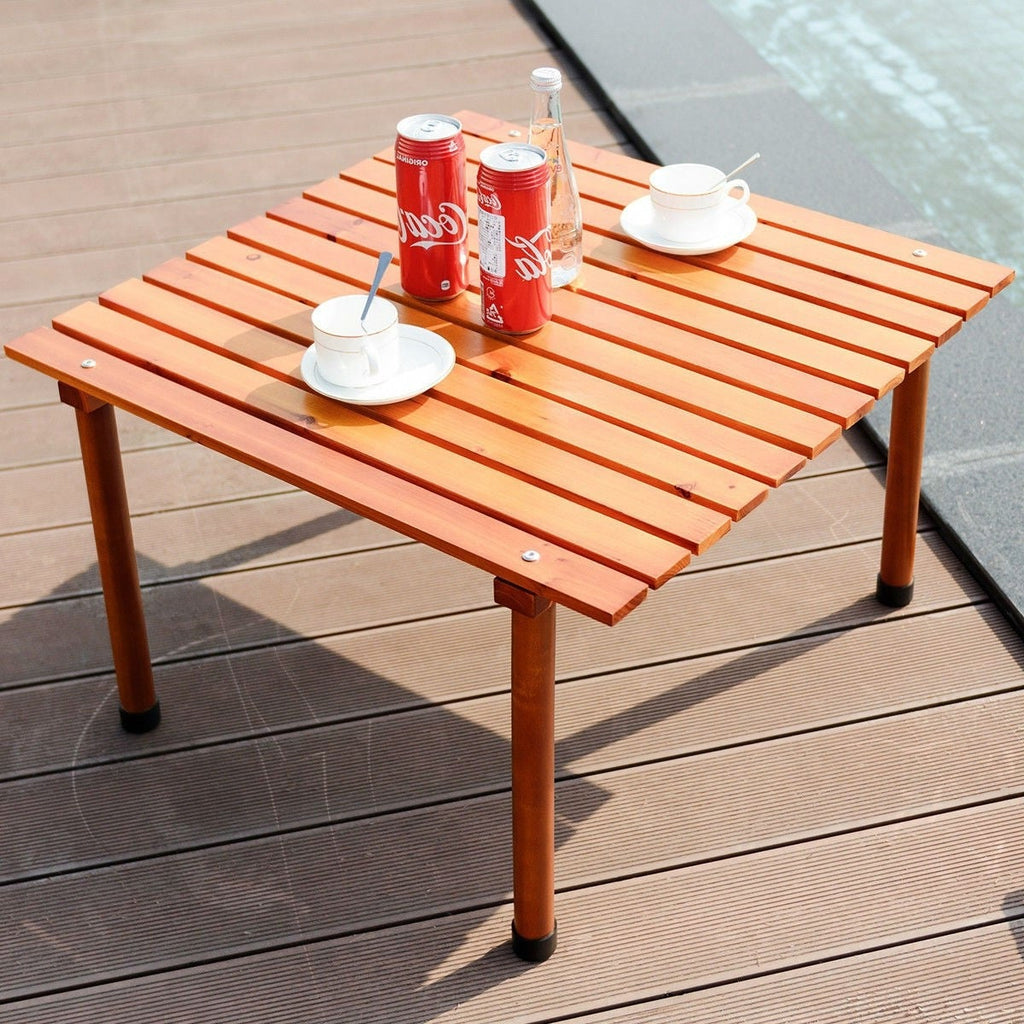 Outdoor Portable Roll-Up Folding Wood Patio Table with Carry Bag - Deals Kiosk