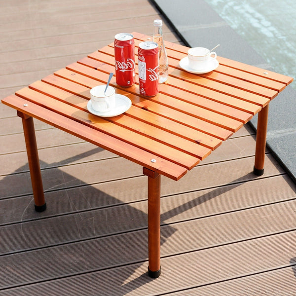 Outdoor Portable Roll-Up Folding Wood Patio Table with Carry Bag - Deals Kiosk