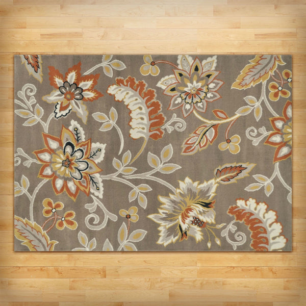 5'2" x 7'2" Tufted Cotton Area Rug Neutral Beige Yellow Orange Floral Pattern - Deals Kiosk