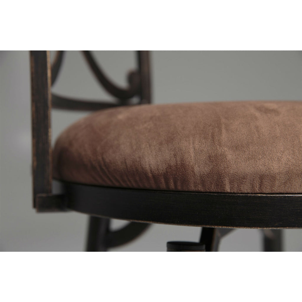 Blackened Bronze Metal 30-inch Bar Stool with Brown Microfiber Swivel Seat - Deals Kiosk