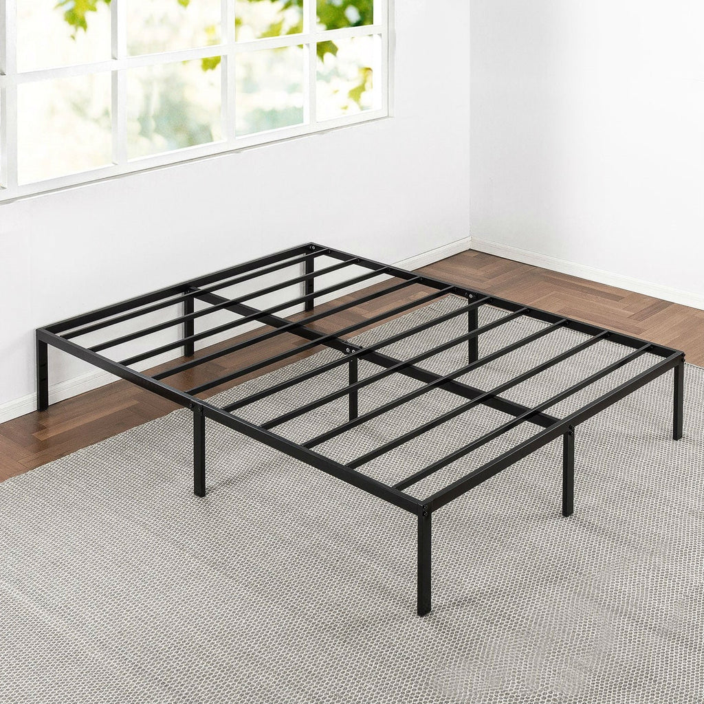 Full size Black Metal Platform Bed Frame with Headboard Attachment Slots - Deals Kiosk