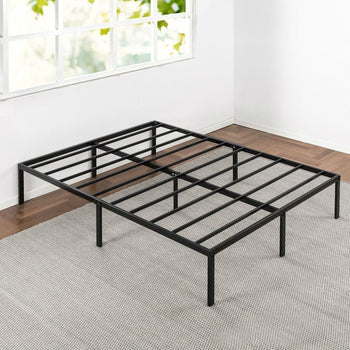 Full size Black Metal Platform Bed Frame with Headboard Attachment Slots - Deals Kiosk