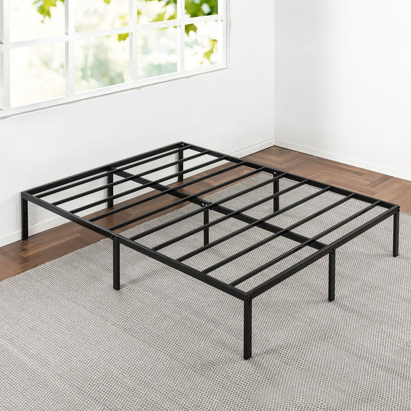 Full size Black Metal Platform Bed Frame with Headboard Attachment Slots - Deals Kiosk