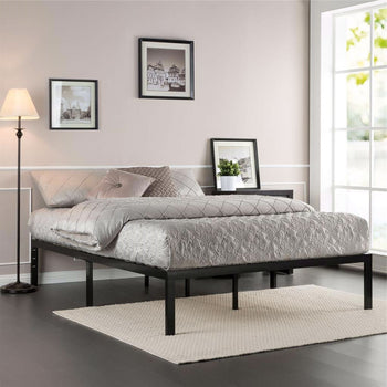 Full Metal Platform Bed Frame with Wooden Mattress Support Slats - Deals Kiosk