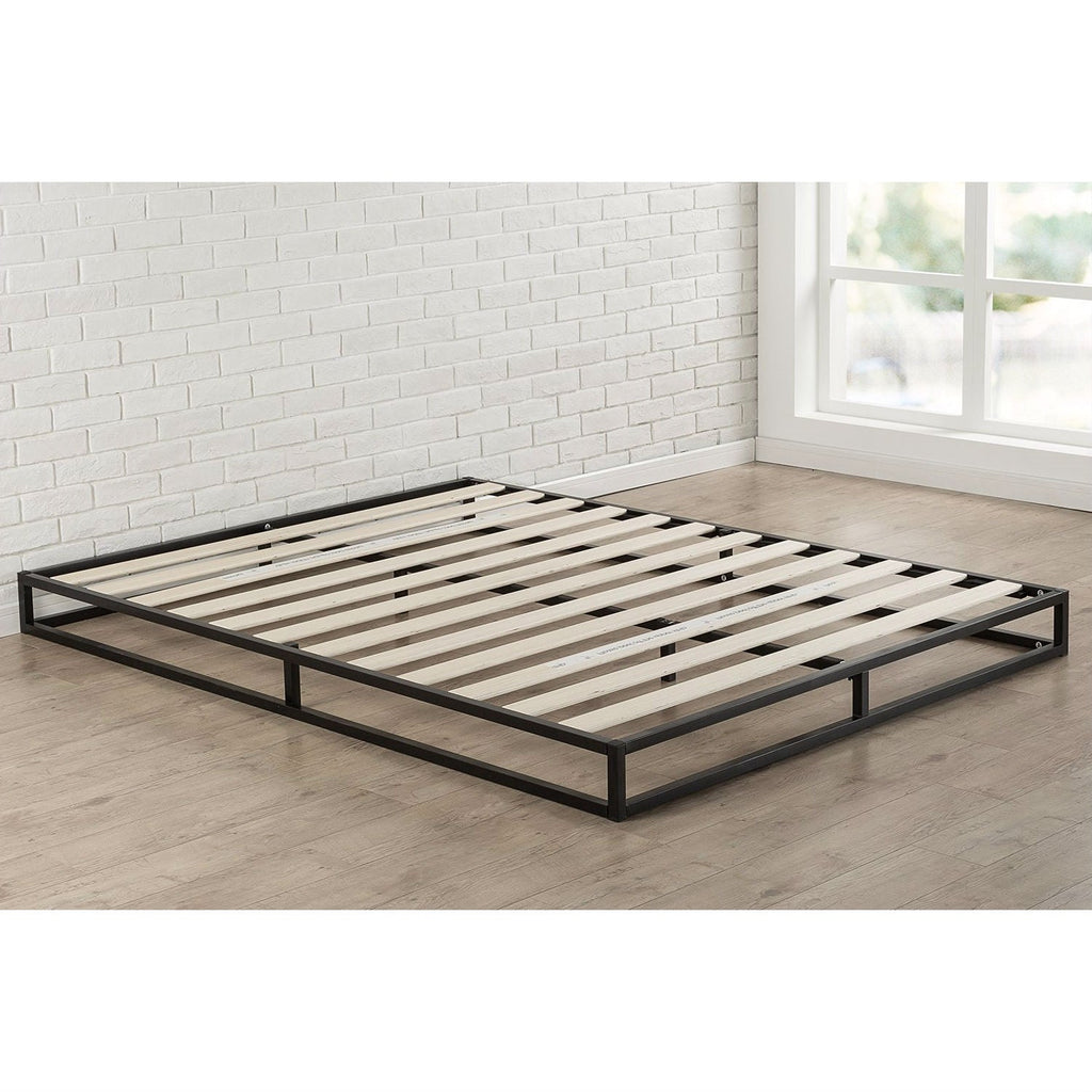 Full size 6-inch Low Profile Metal Platform Bed Frame with Wooden Slats - Deals Kiosk