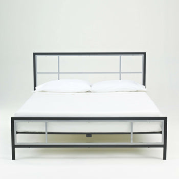 Full size Modern Metal Platform Bed Fame with Headboard Footboard and Wood Slats - Deals Kiosk